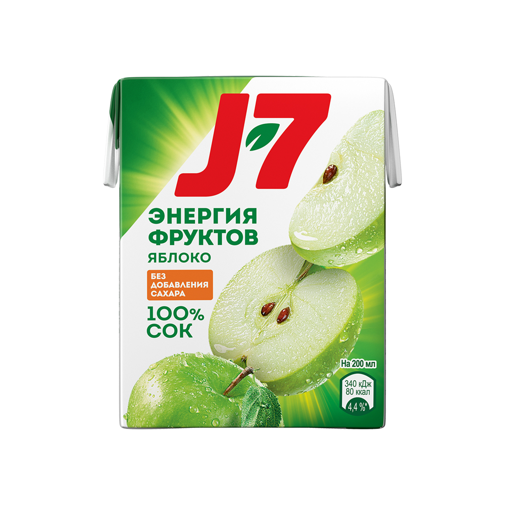 Сок J7 яблочный 0,2 л в Ростикс — цена, калорийность, состав, вес и фото